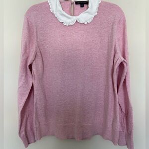 Brooks Brothers 100% Cotton Pink Sweater with Removable White Collar Size XL